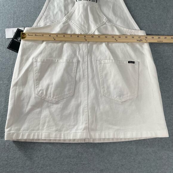 Volcom White Overall Front Zip Teen Mini Dress Skirt Jumper Summer Medium NWT - Picture 10 of 16